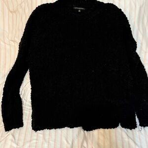 Black Fuzzy Popcorn Knit Sweater